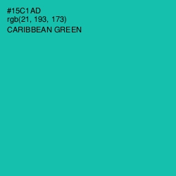 #15C1AD - Caribbean Green Color Image